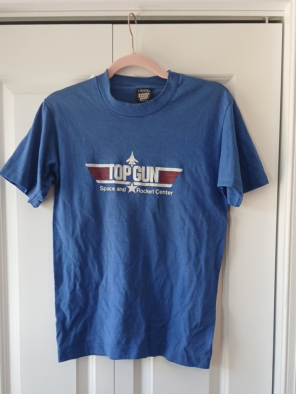 Vintage 1987 Top Gun Screen Stars Best Made In Usa Graphic Tee Blue Size Small